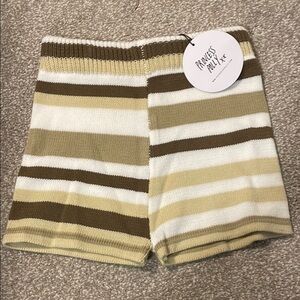 Princess Polly Women's Striped Knit Shorts - Brown, Tan, Cream